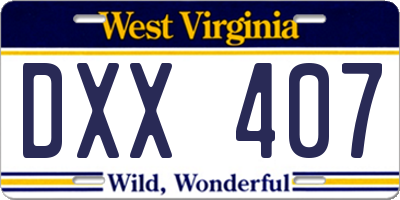 WV license plate DXX407