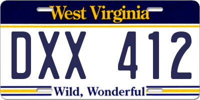 WV license plate DXX412