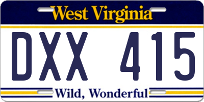 WV license plate DXX415