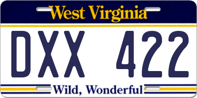 WV license plate DXX422