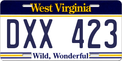 WV license plate DXX423