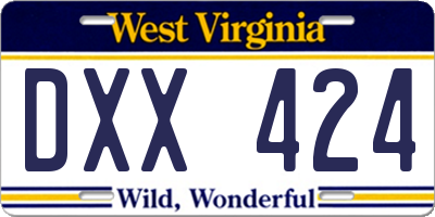 WV license plate DXX424