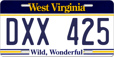 WV license plate DXX425