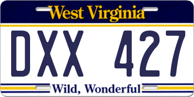 WV license plate DXX427