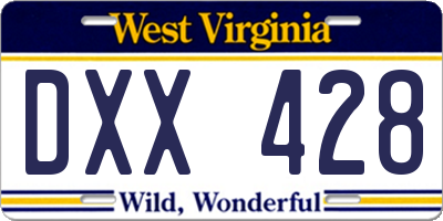 WV license plate DXX428