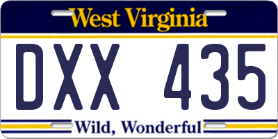 WV license plate DXX435