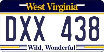 WV license plate DXX438