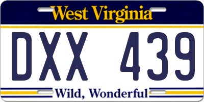 WV license plate DXX439