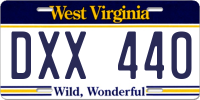 WV license plate DXX440