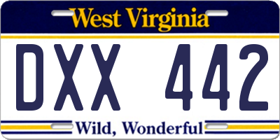 WV license plate DXX442