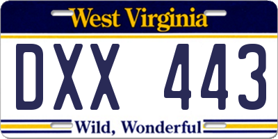 WV license plate DXX443