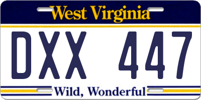 WV license plate DXX447
