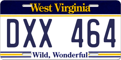 WV license plate DXX464