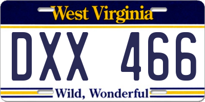WV license plate DXX466