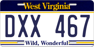 WV license plate DXX467
