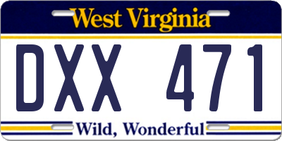 WV license plate DXX471