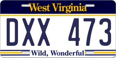 WV license plate DXX473