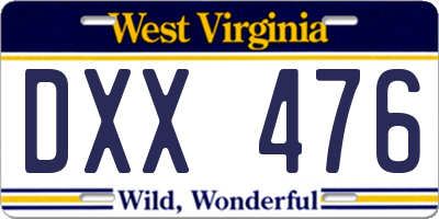 WV license plate DXX476