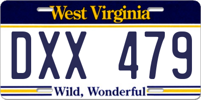 WV license plate DXX479