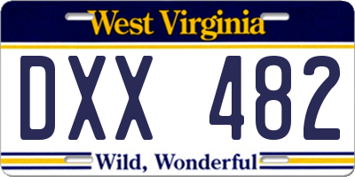 WV license plate DXX482