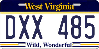 WV license plate DXX485