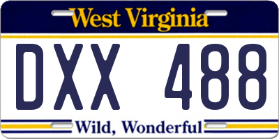 WV license plate DXX488