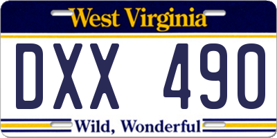 WV license plate DXX490