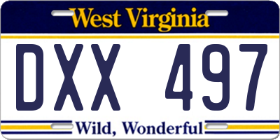 WV license plate DXX497