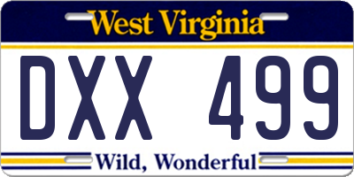 WV license plate DXX499