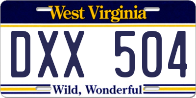 WV license plate DXX504