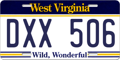 WV license plate DXX506