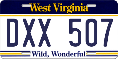 WV license plate DXX507