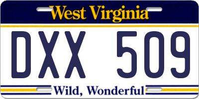 WV license plate DXX509