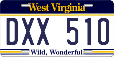 WV license plate DXX510