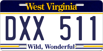 WV license plate DXX511