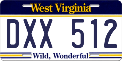 WV license plate DXX512