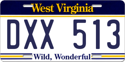WV license plate DXX513