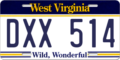 WV license plate DXX514