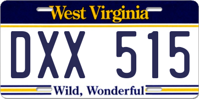 WV license plate DXX515