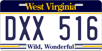 WV license plate DXX516