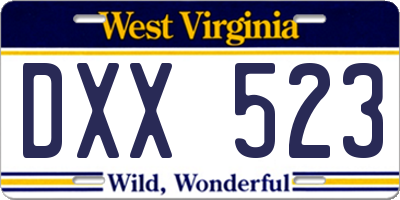 WV license plate DXX523