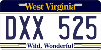 WV license plate DXX525
