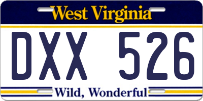 WV license plate DXX526