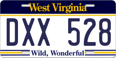 WV license plate DXX528