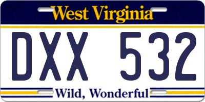 WV license plate DXX532