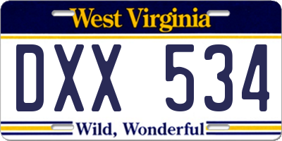 WV license plate DXX534