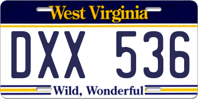 WV license plate DXX536