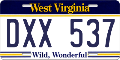 WV license plate DXX537