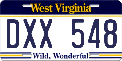 WV license plate DXX548