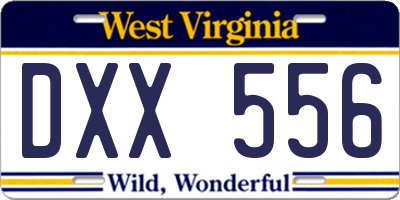 WV license plate DXX556